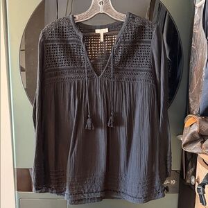 Joie Black Crochet Detail Blouse